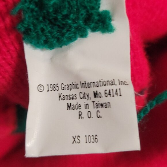 Vtg 1985 Christmas Knit Stocking Giant 36" Jingle Bell & Festive Red/Green/White - Picture 6 of 10